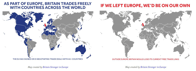 Map showing British trade in and out of Europe