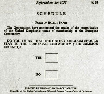 Ballot from 1975 EU referendum