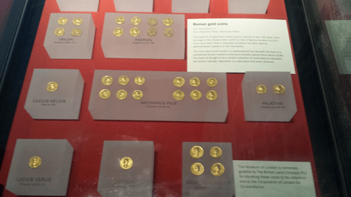 Gold coins in museum