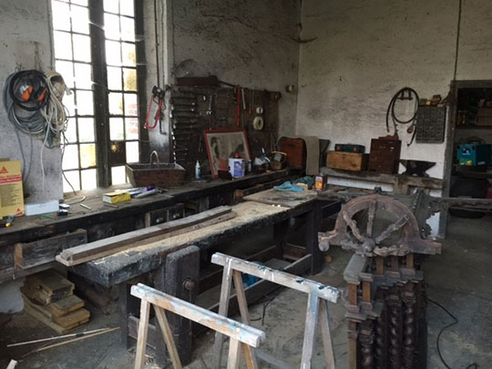 Bill’s workshop at his home in the French countryside