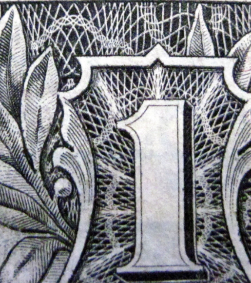 Detailed image of the 1 dollar bill